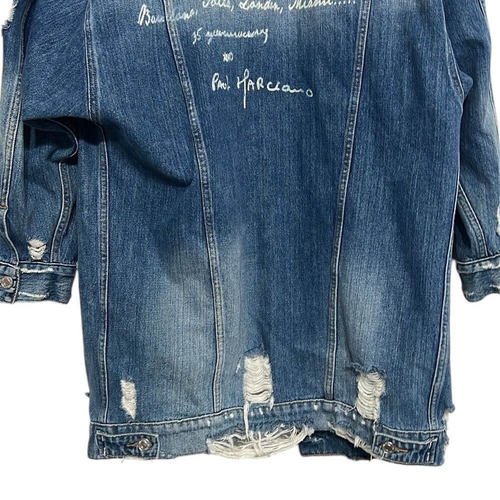 Guess Jean Jacket Woman’s XS/S Oversized Denim Distressed Paul Marciano READ - Picture 9 of 11